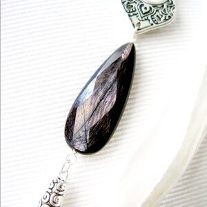 Silk + Stone ( Hypersthene) Tassel Necklace